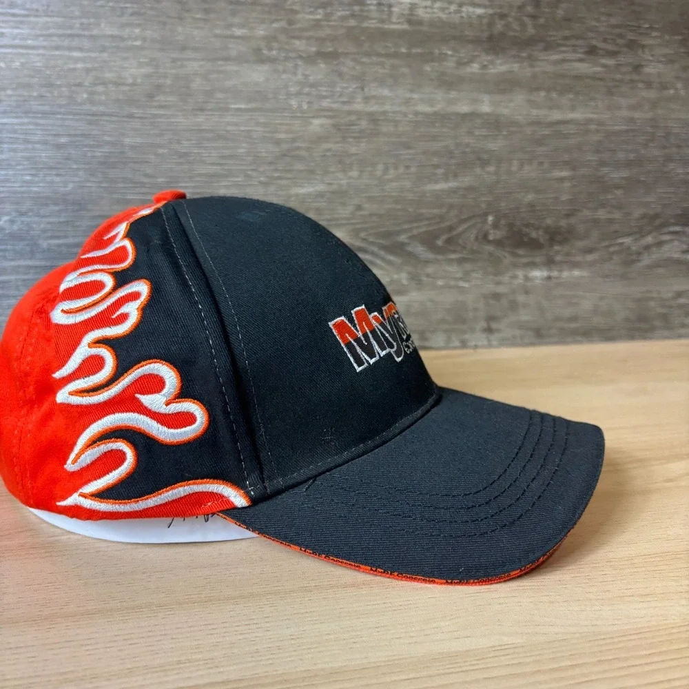 MYRE Concrete Inc Hat Cap Strap Back Black Orange Flames